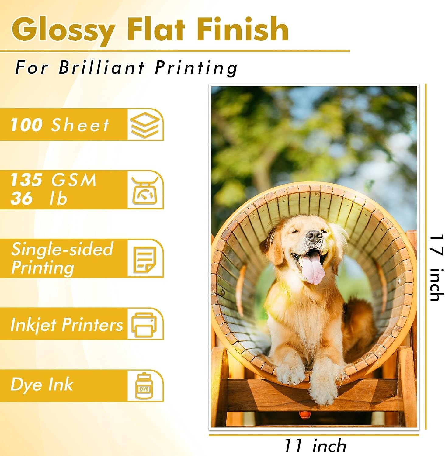 High Gloss 11×17 Inkjet Paper – 100 Sheets, Perfect for Brochures & Flyers