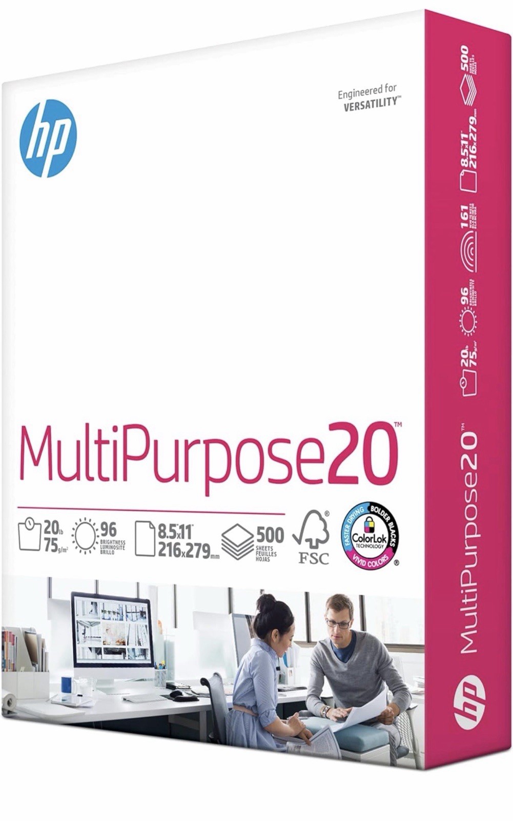HP HEW112000 Multipurpose Paper – White, 8.5 x 11 in, 96 Bright, 20lb, 500 Sheet