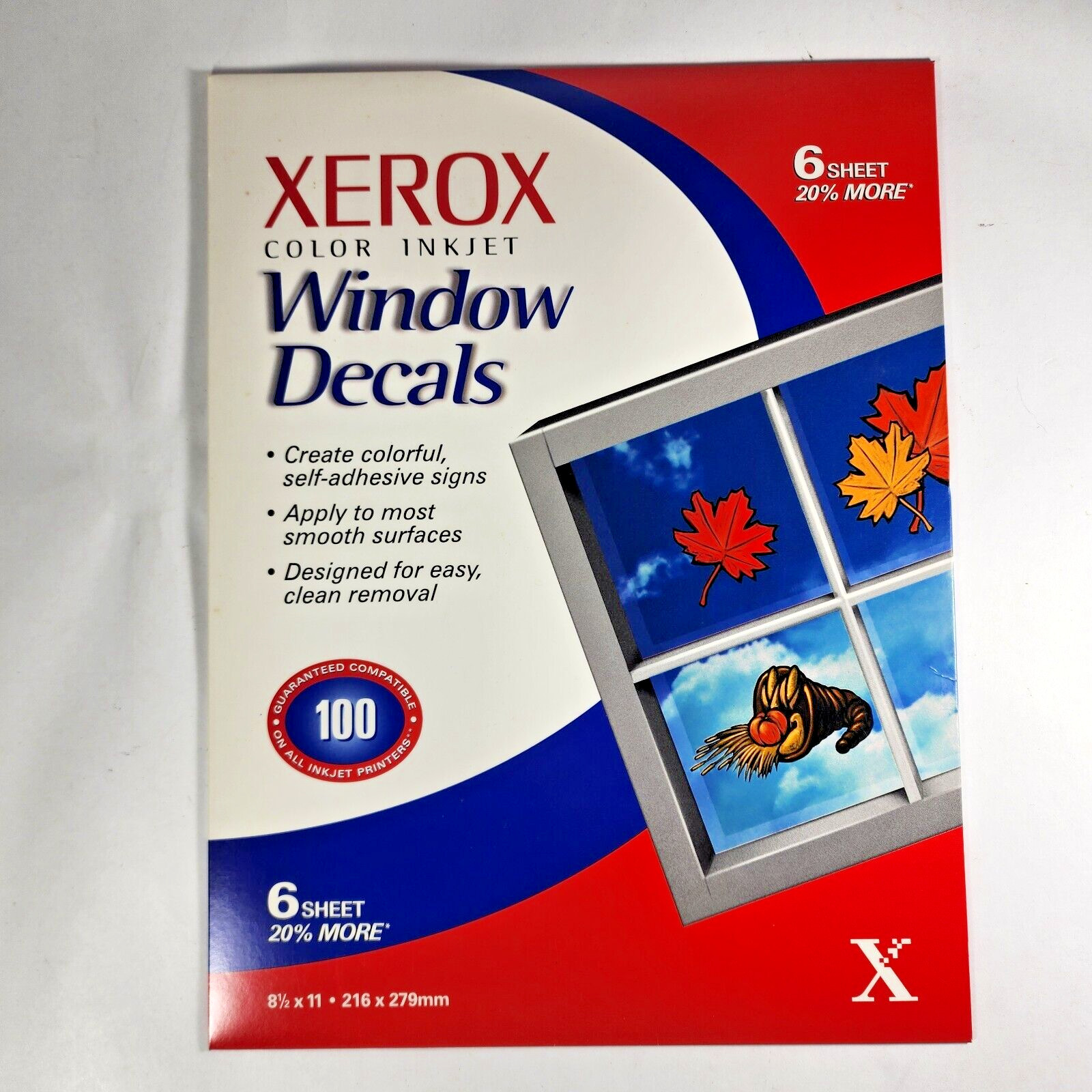 Xerox Color Inkjet Window Decals New Unopened Old Stock. 2pks of 6 Sheets