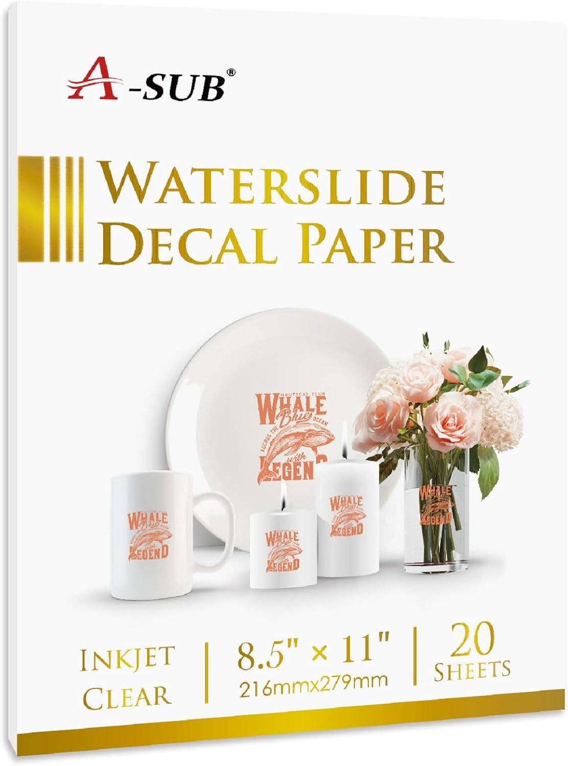 Waterslide Decal Paper for Inkjet Printers 20 Sheets Clear Water Slide Transf…