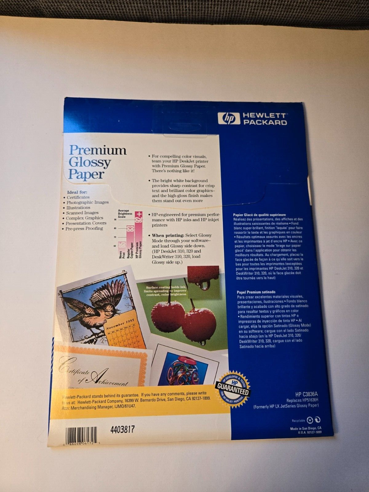 New Pack of 50 Sheets HP Inkjet Glossy 8.5″ x 11″ Paper HP C3836A