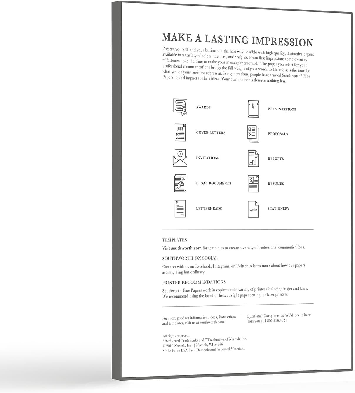 Southworth 100ct Ivory 24lb 100% Cotton Recycled Resume Paper Pack