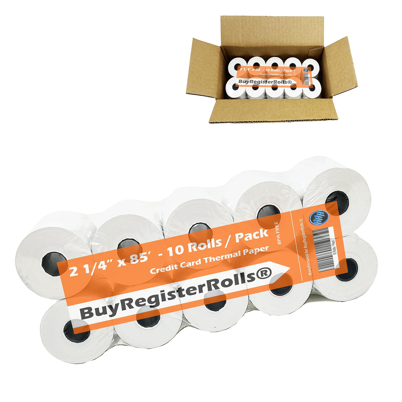 (10 Rolls – 50 GSM) 2 1/4 x 85 Thermal Paper Receipt 10 ROLLS, white