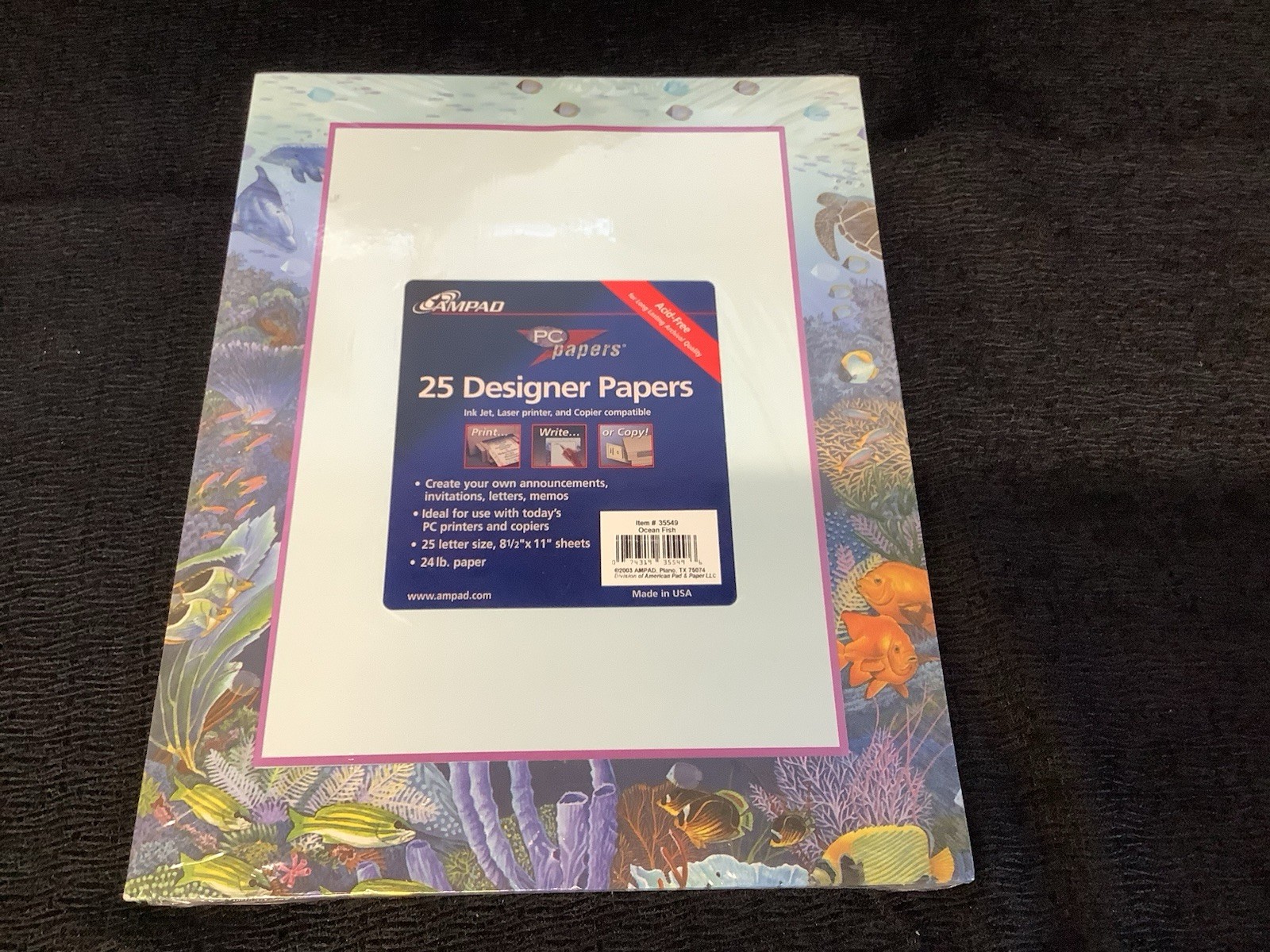 Ampad 1-pk of 25 Sheets Designer PC Paper Printer Ocean Fish New