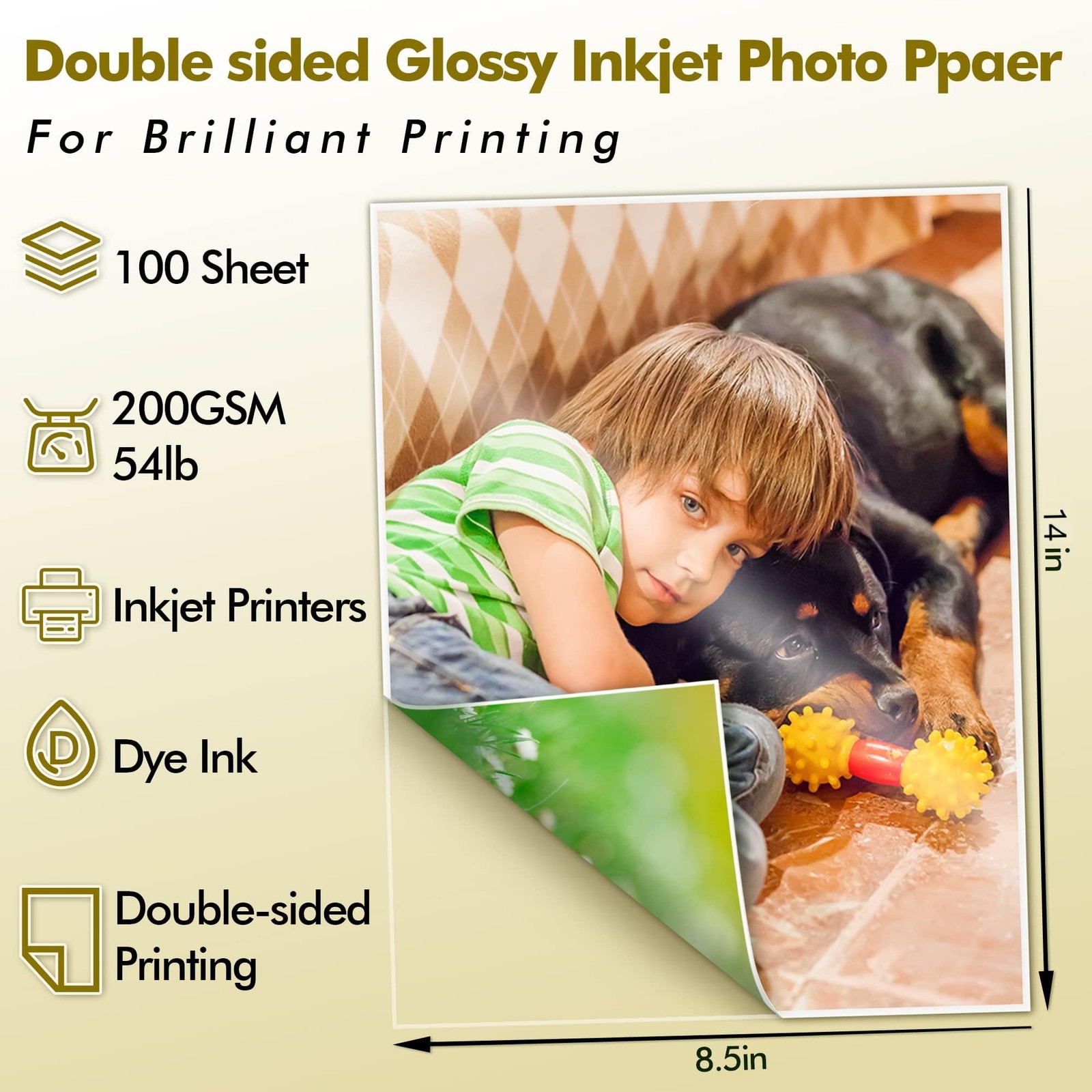 100 Sheets Koala Double Sided Inkjet Glossy Photo Paper Thick 54lb 8.5×14 In