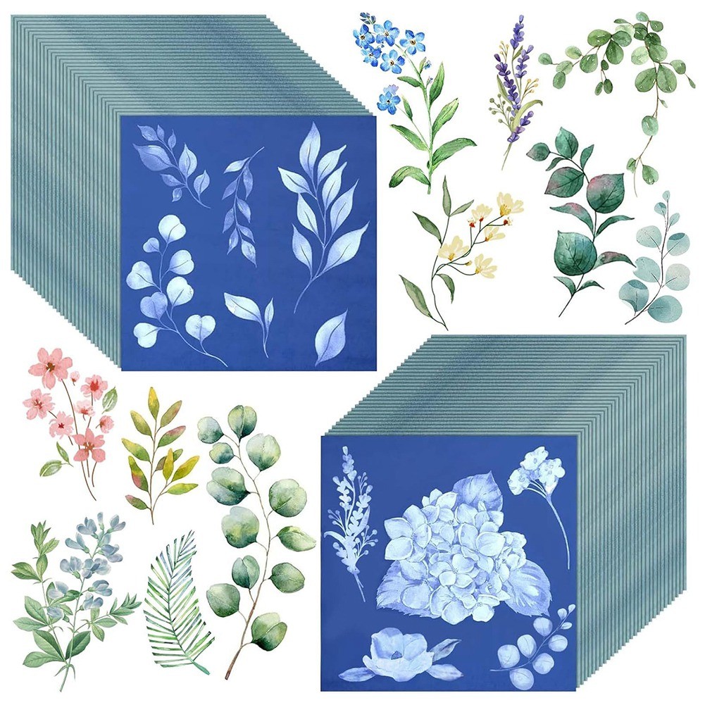 60 Sheets Cyanotype Sun Print Art Kit High Sensitive Sun Nature-Sun2139