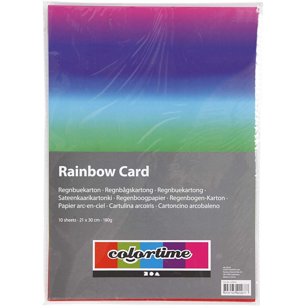 Rainbow Cards, A4, 21 x 30cm, 180g, 10 Sheets