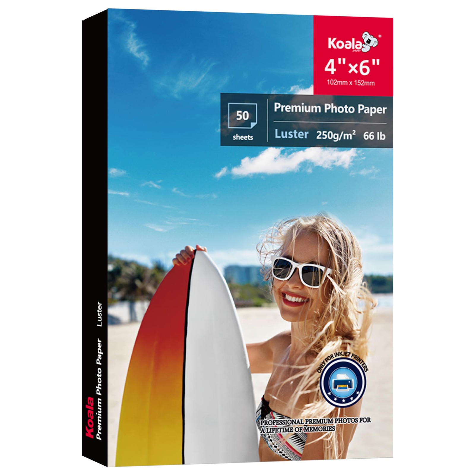 Photo Paper 4×6 Inch Luster Soft Gloss 66lb 50 Sheets Inkjet Water Resistant