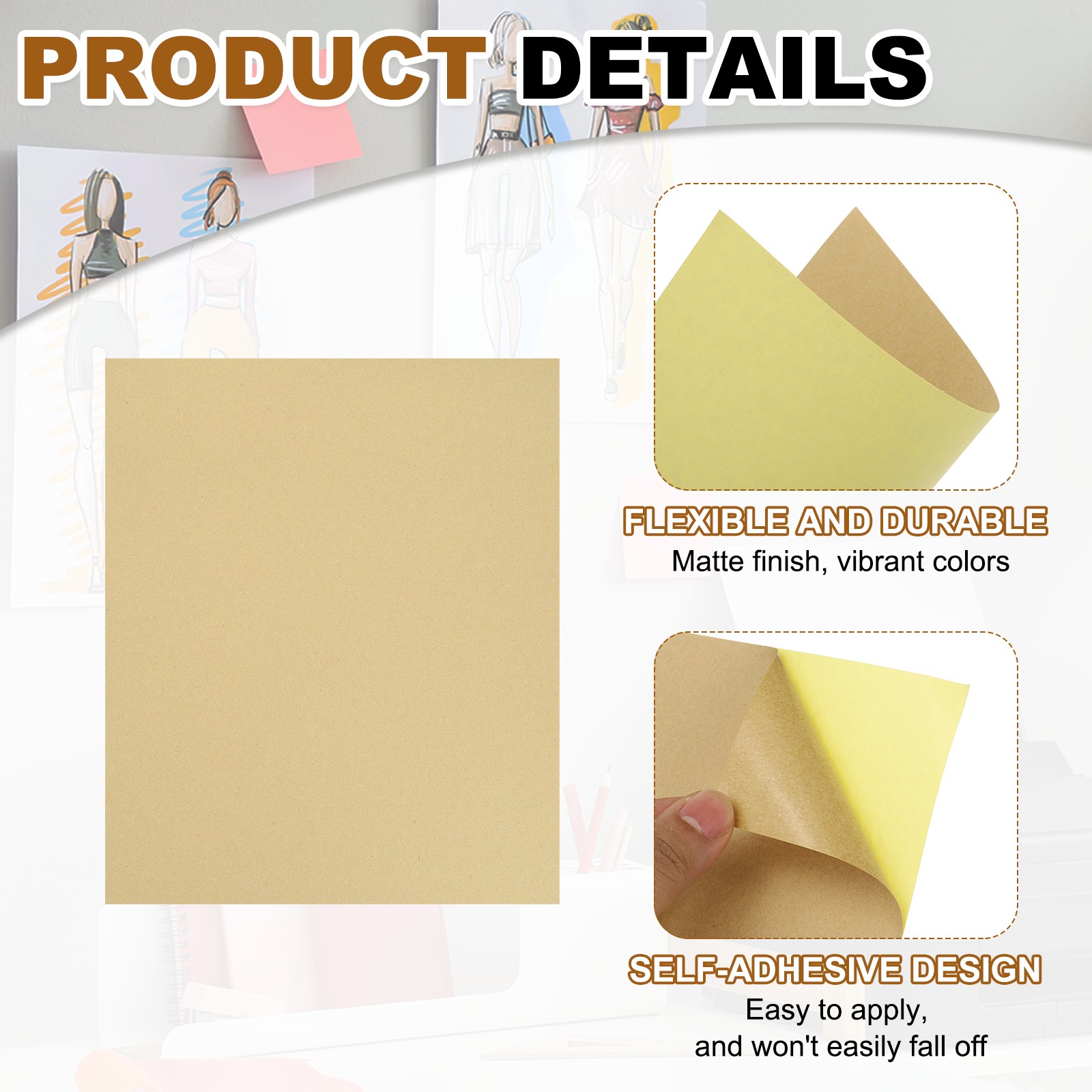 50 Sheets Printer Stickers, 50 Pcs Paper Labels A4 Brown