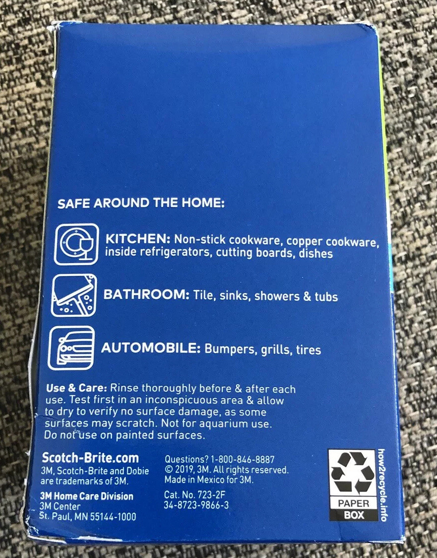 NEW! SCOTCH-BRITE Dobie Cleaning Pad 3-Pack! 723-2F Free Shipping