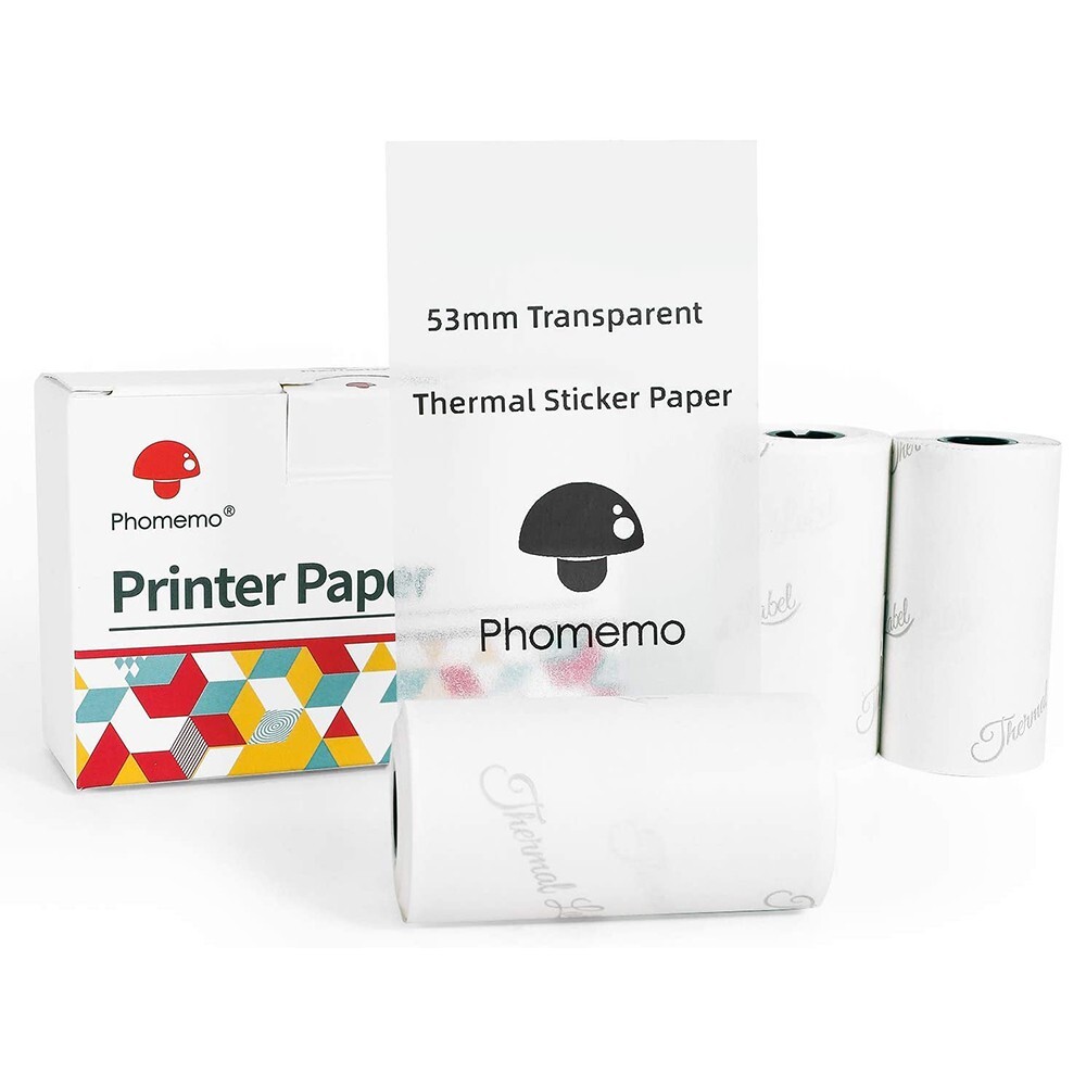 Transparent Glossy Printable Sticker Thermal Paper 50mm*2.5m for M02 M03 Printer