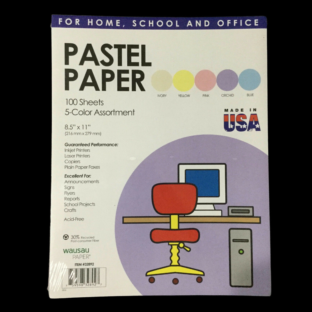 Wausau Multi-Use Printer Paper Letter Size 8 1/2″ x 11″ Pastel Colors NEW Sealed