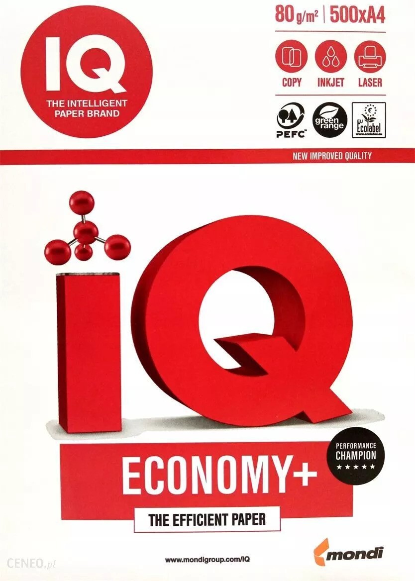 Mondi IQ Economy+ A4 paper, 80 GSM, one Ream of 500 sheets