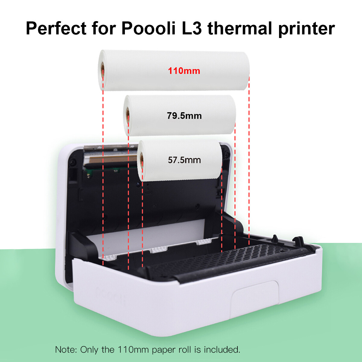 Poooli 110 * 30mm White Non-adhesive Thermal Paper Roll BPA-Free F2H5