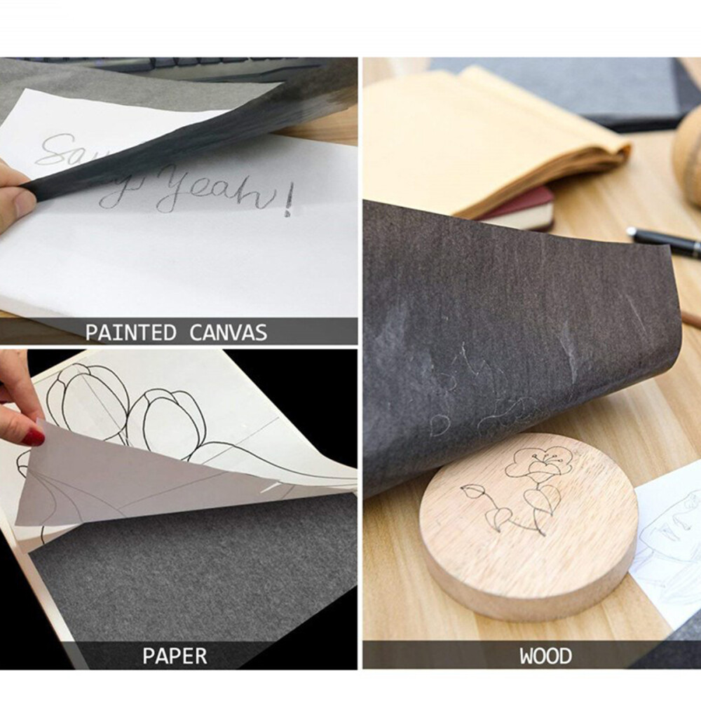 100 Pcs A4 Carbon Coated Transfer Paper Graphite Sheets for Artistic Use