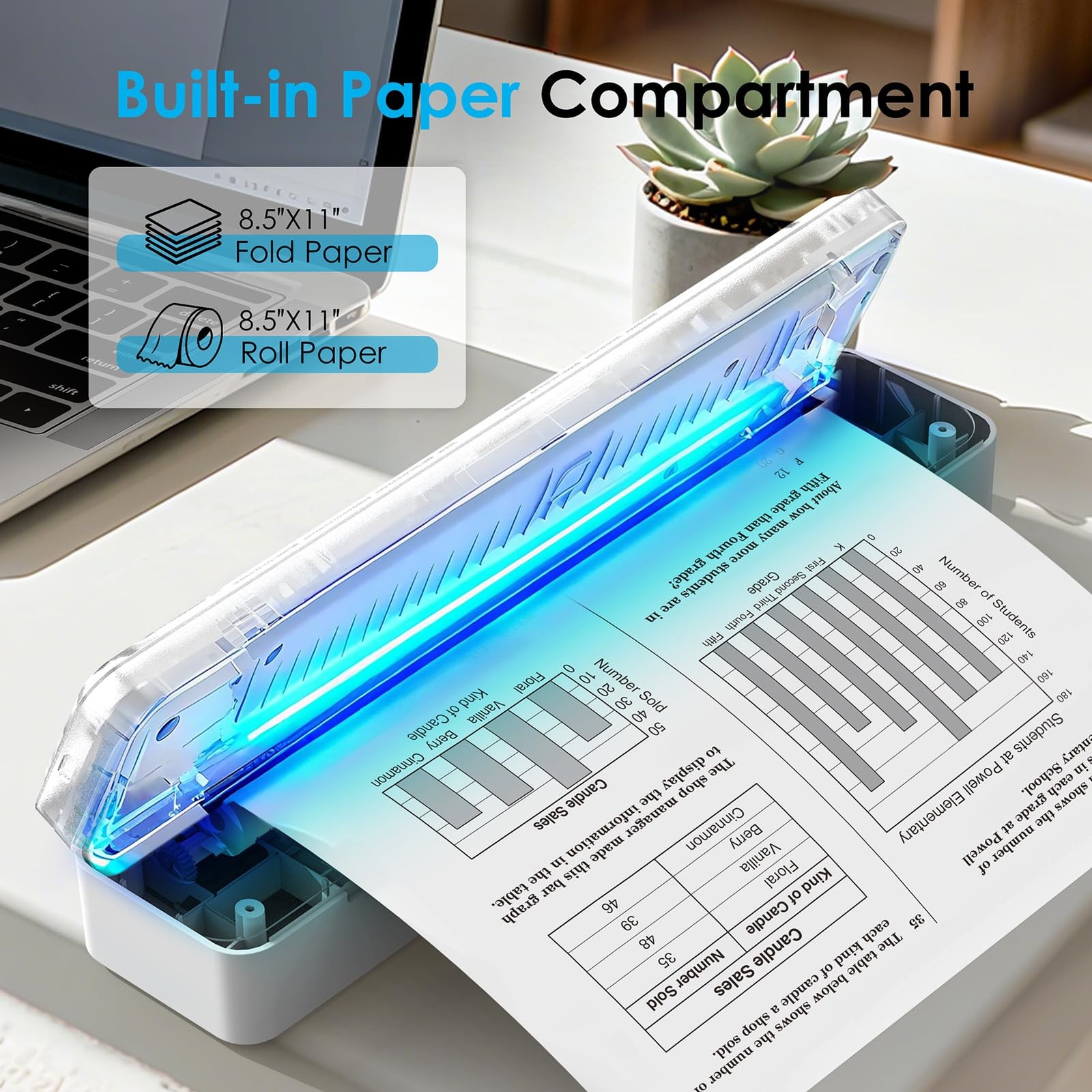 KNAON Bluetooth Thermal Printer, Portable Printer Wireless for White