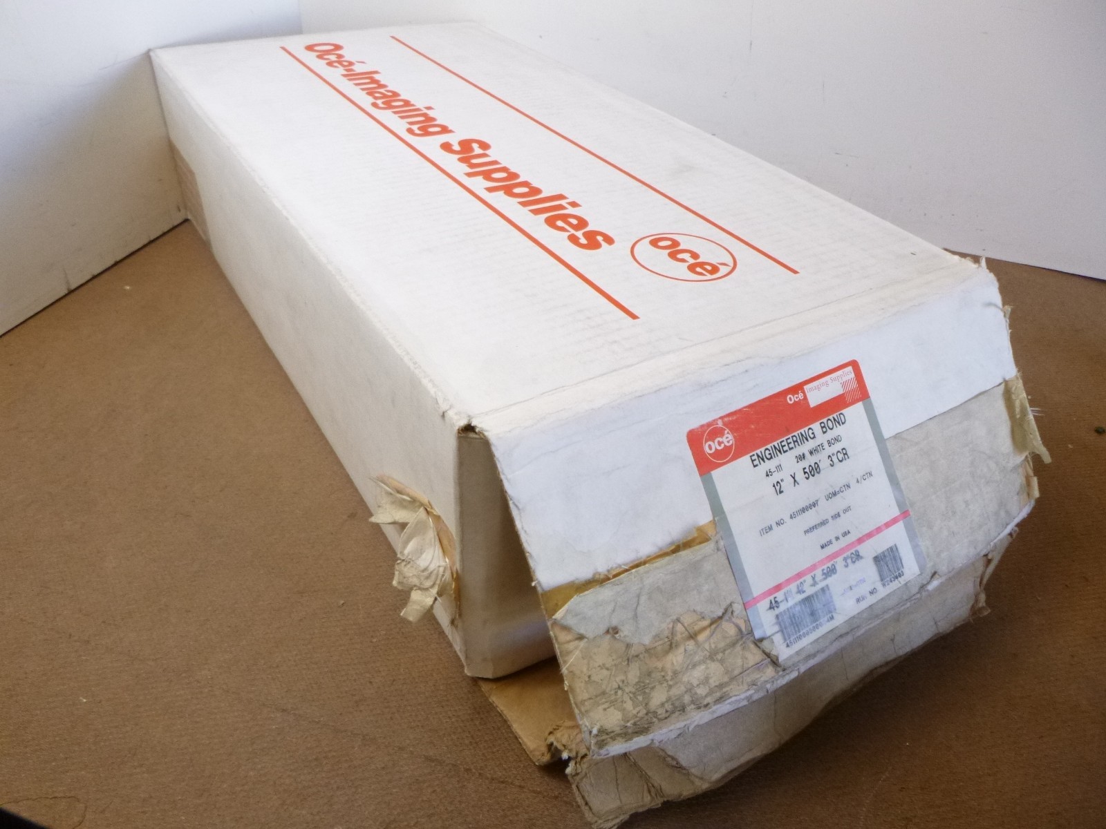 Oce 12″ x 500′ 3″ CR Core 4511100007 20lb White Engineering Bond Paper – 4 Rolls