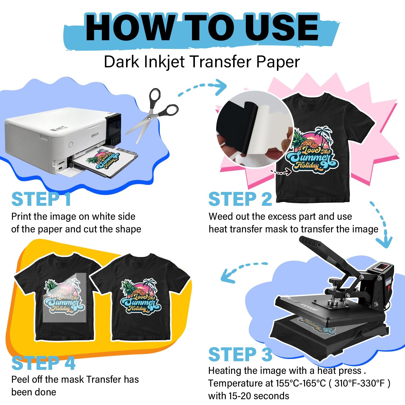 Printable Heat Transfer Paper for T-Shirts 15 Sheets, 8.3″ X 11.7″ Printable …