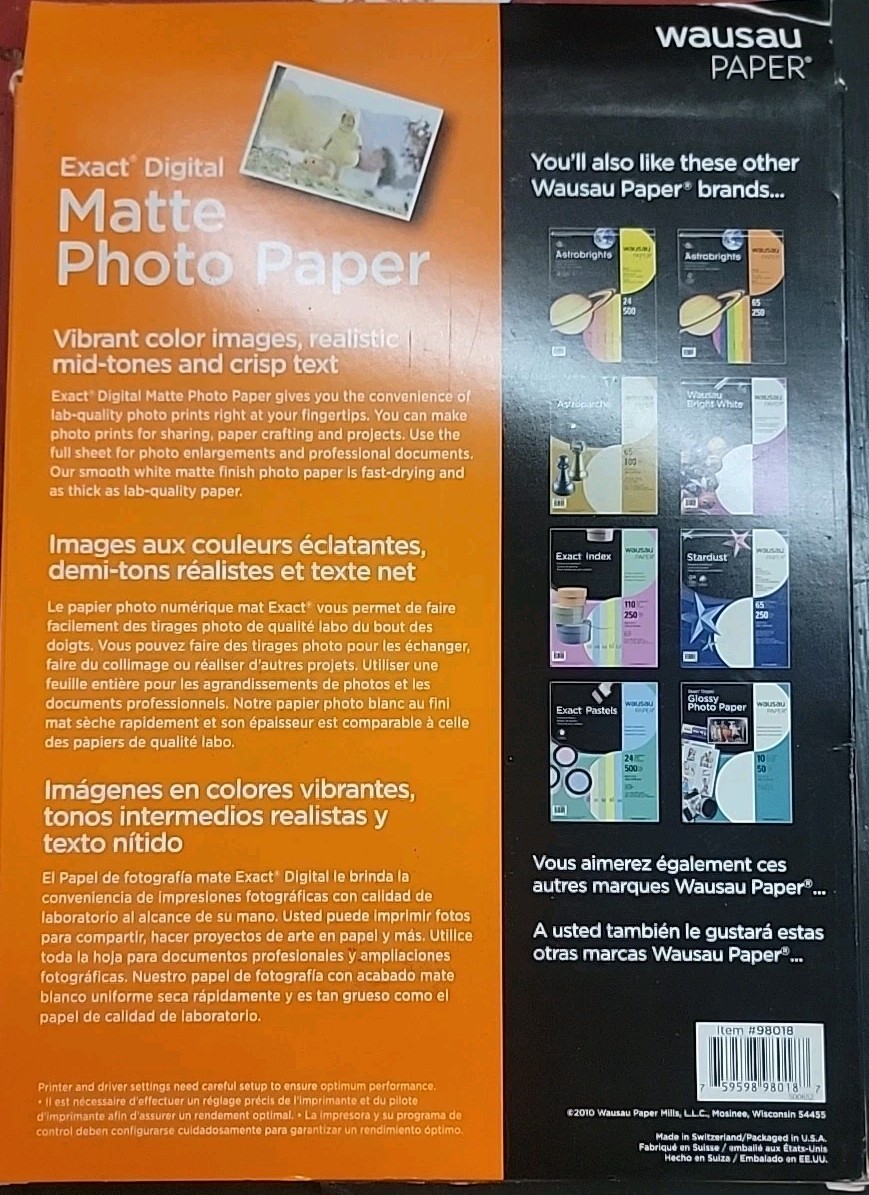 50 Sheets Wausau Exact Digital Matte Photo Paper 8.5×11 10 Mil Inkjet New Sealed