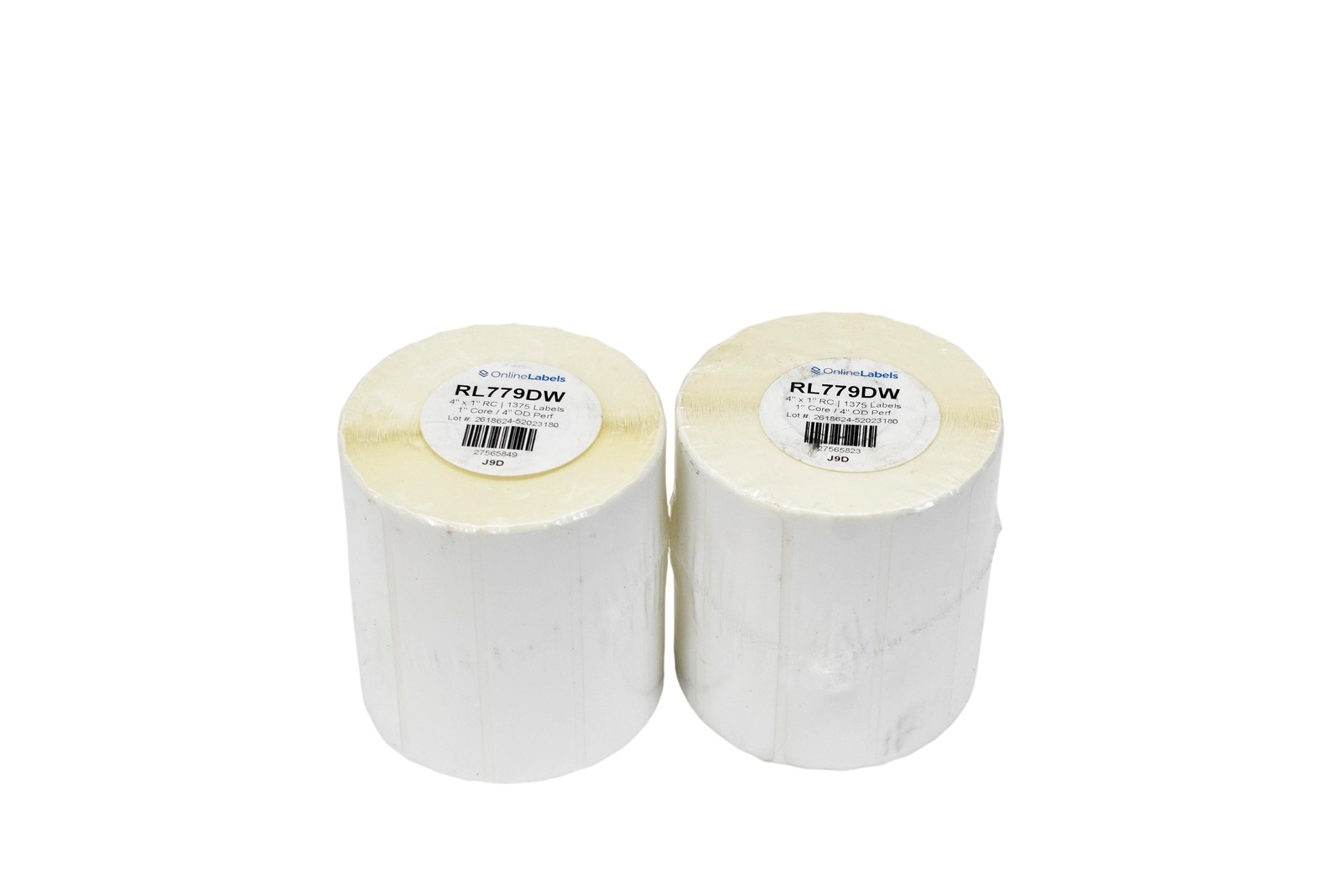 OnlineLabels RL779DW 4×1 Label Rolls 1in Core 4in OD Perforated 1375 2 Rolls
