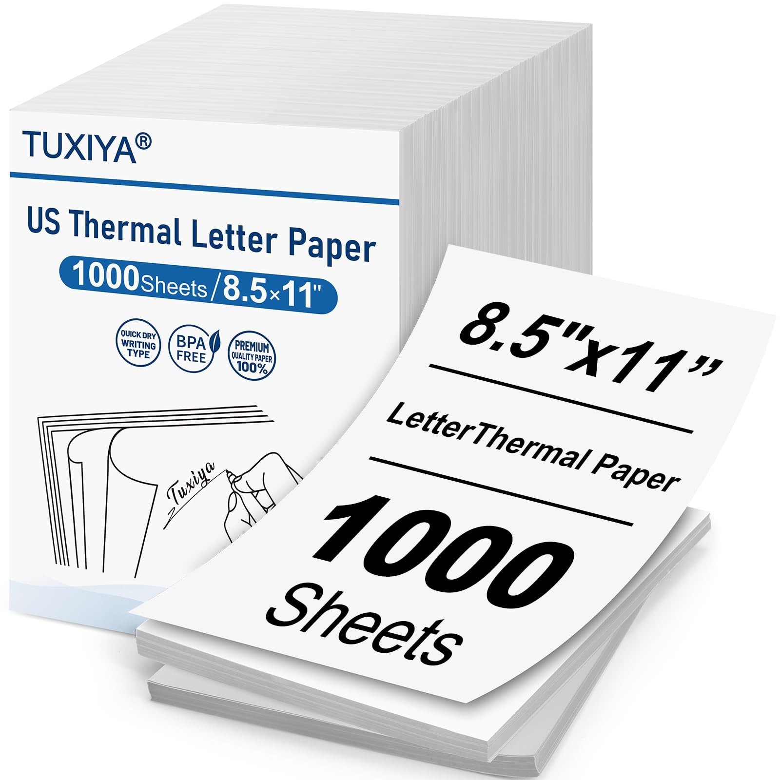 1000 Sheets Thermal Printer Paper 8.5×11″ BPA-Free US Letter Size for Portable P