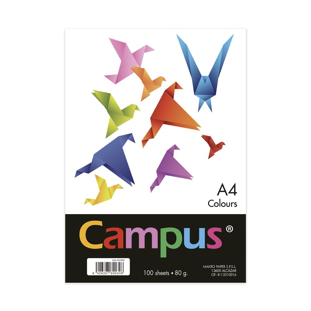 Campus A4 100 Pack 80gsm Coloured Paper 210x297mm Colour Paper A4 Soft Touch Pap…