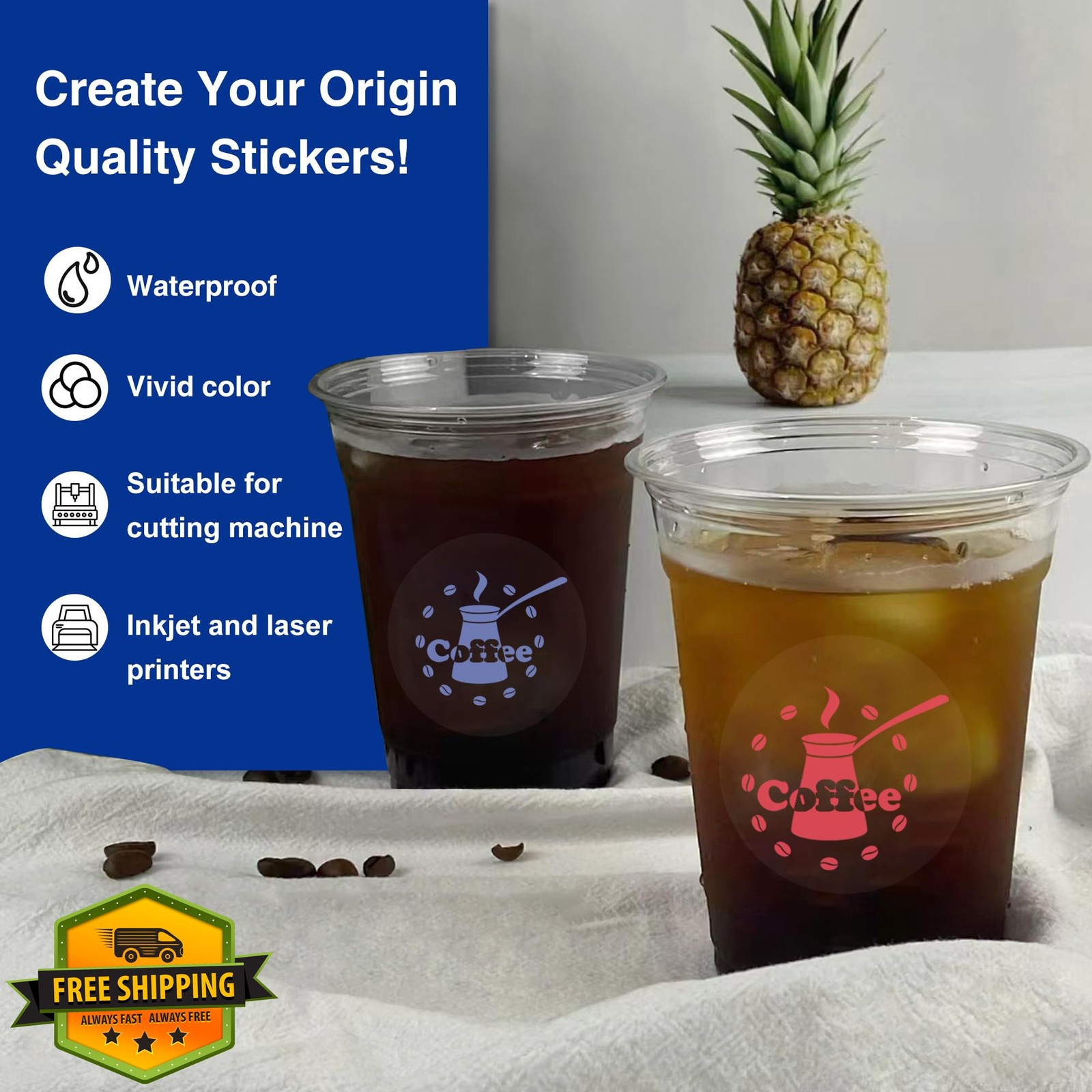 Printable Vinyl Sticker Paper 8.5×14 Legal Milky Transparency 30pk Waterproof