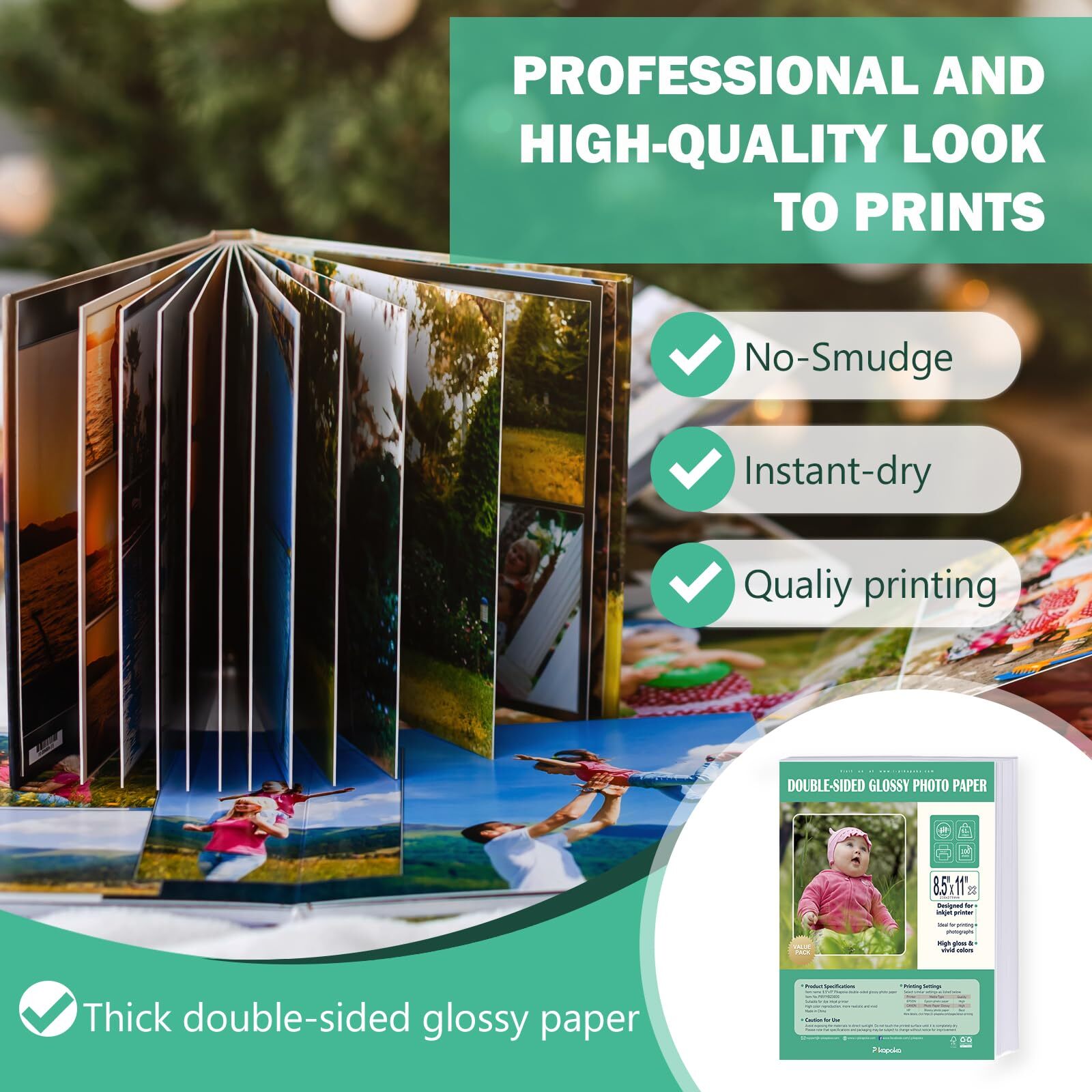 Double Sided Glossy Photo Paper 8.5 x11 Thick Glossy Paper for Cardstock 100 …