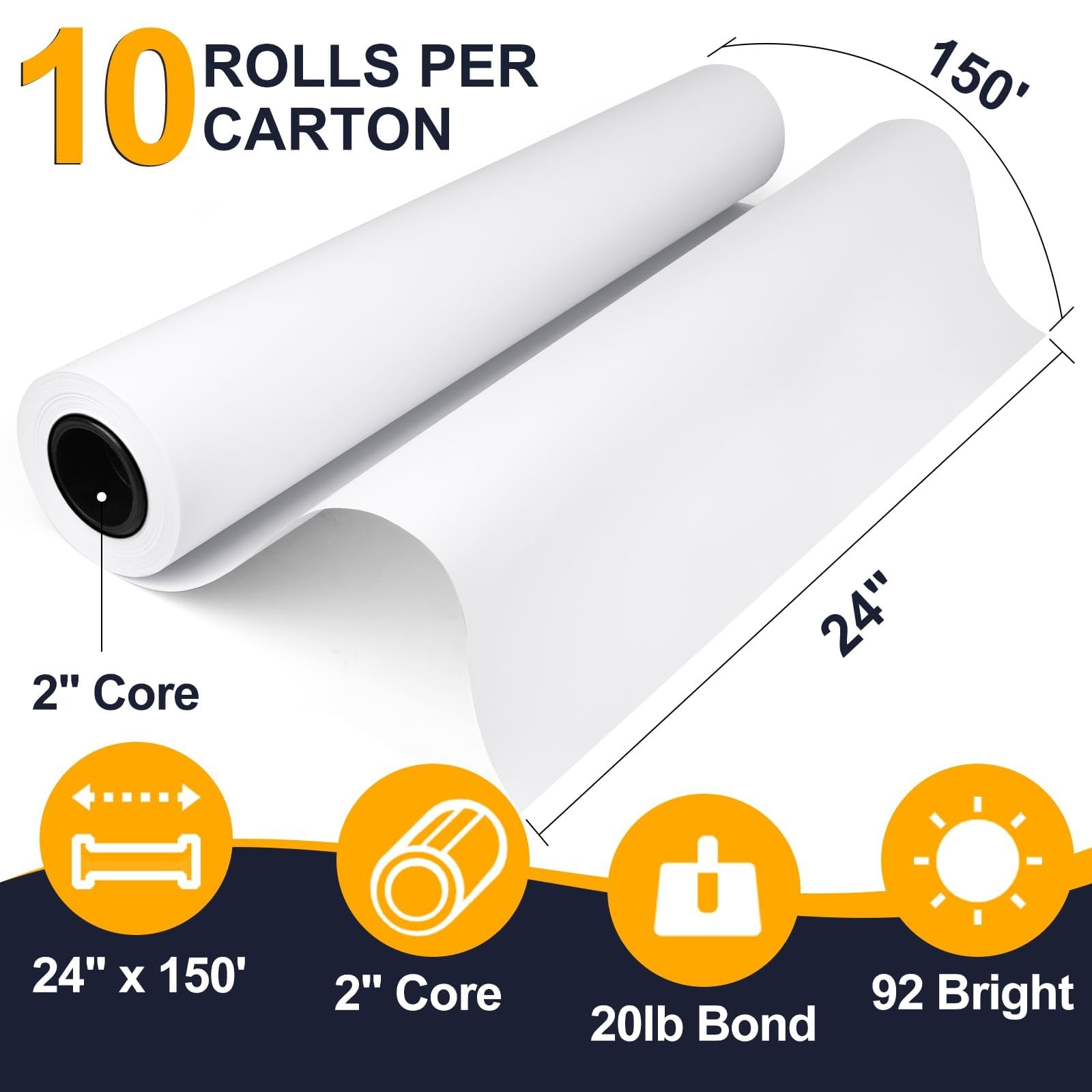 VOISEN Wide Format Paper,2 Rolls Plotter Paper 36″ x 150 Ft, CAD Bond Rolls,20lb