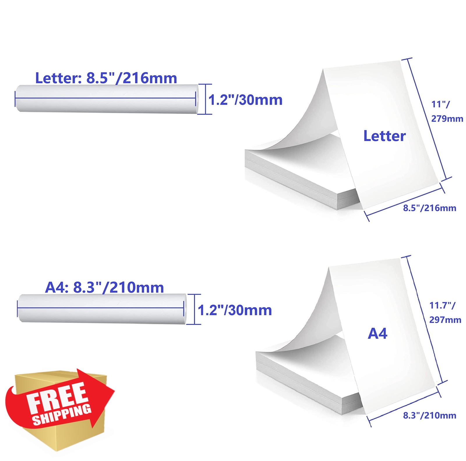Thermal Printer Paper 8.5×11″ 200 Pages Continuous Folded BPA-Free