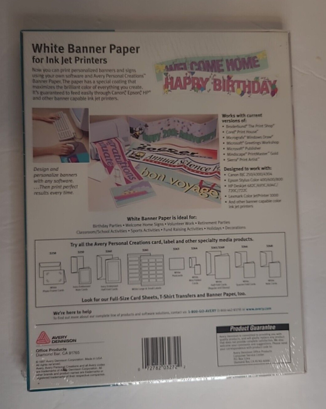 90s Sealed Avery 3272 White Banner Paper for Ink Jet Printers 11×8.5 80 sheets