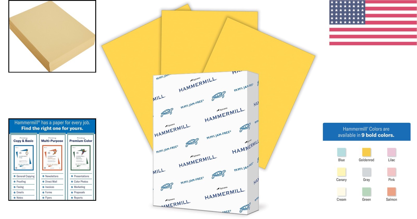 8.5 x 11 Goldenrod Paper, 20 lb, Smooth Finish, 500 Sheets – Made in USA