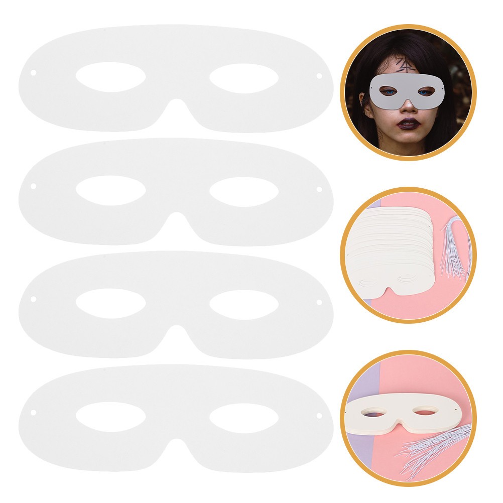 40Pcs Durable DIY White Paper Masks Party Blank for Handpainted Masquerade Use