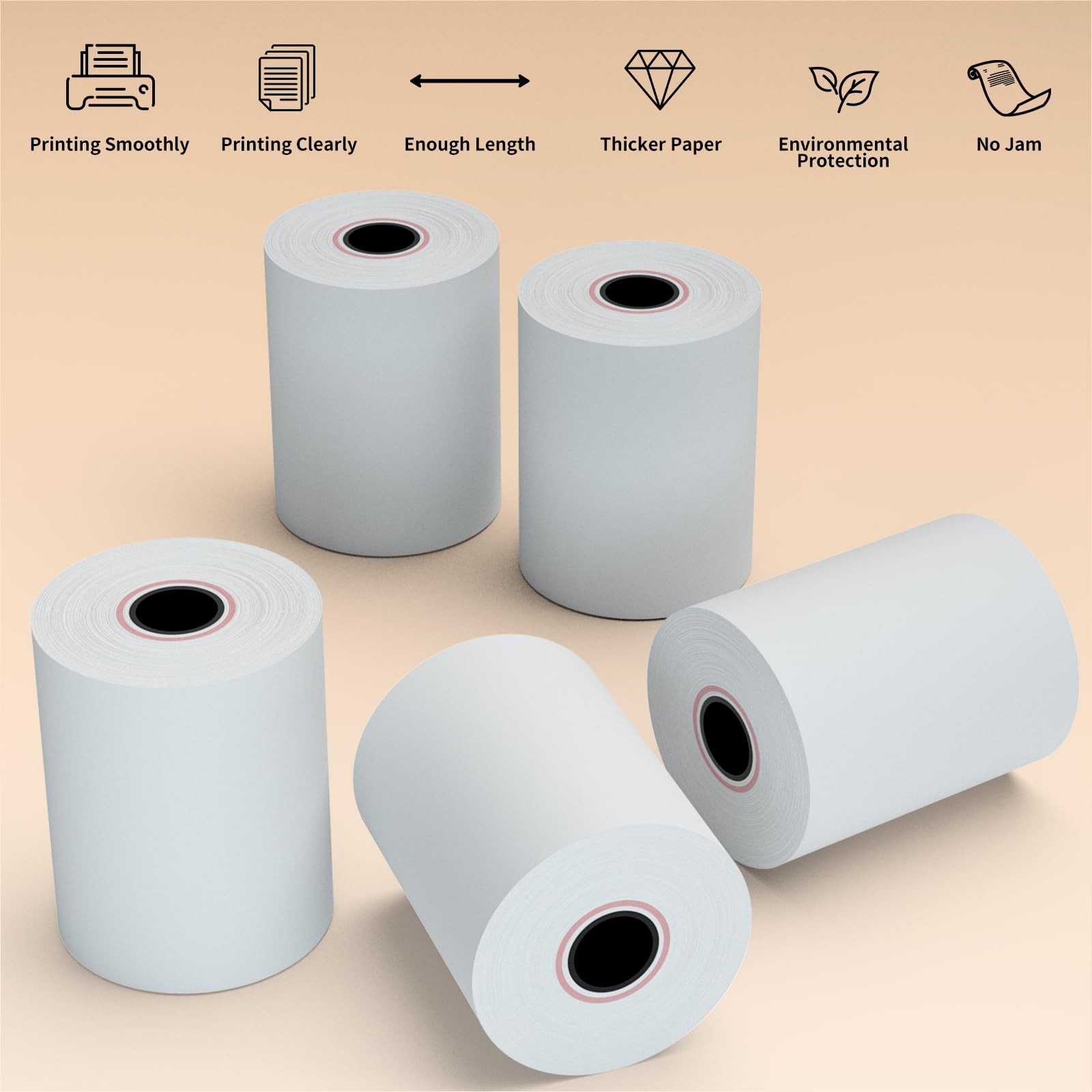 10 Rolls 21/4×50 Ft Thermal Receipt Paper Fits 58mm POS Printer Premium