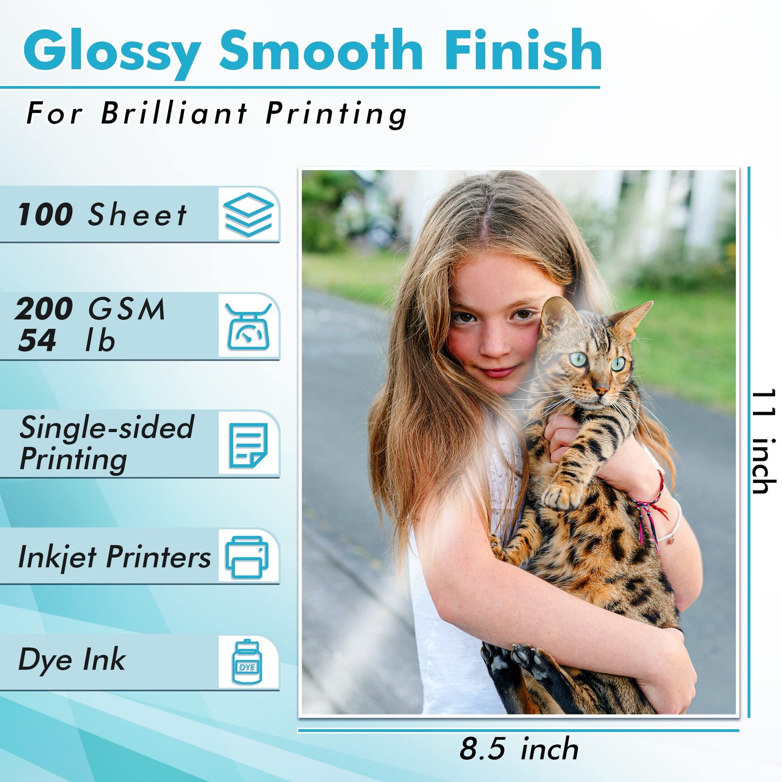 100 Sheets Koala 8.5×11 Inch Thick Glossy Photo Paper 54LB Inkjet Dye Ink
