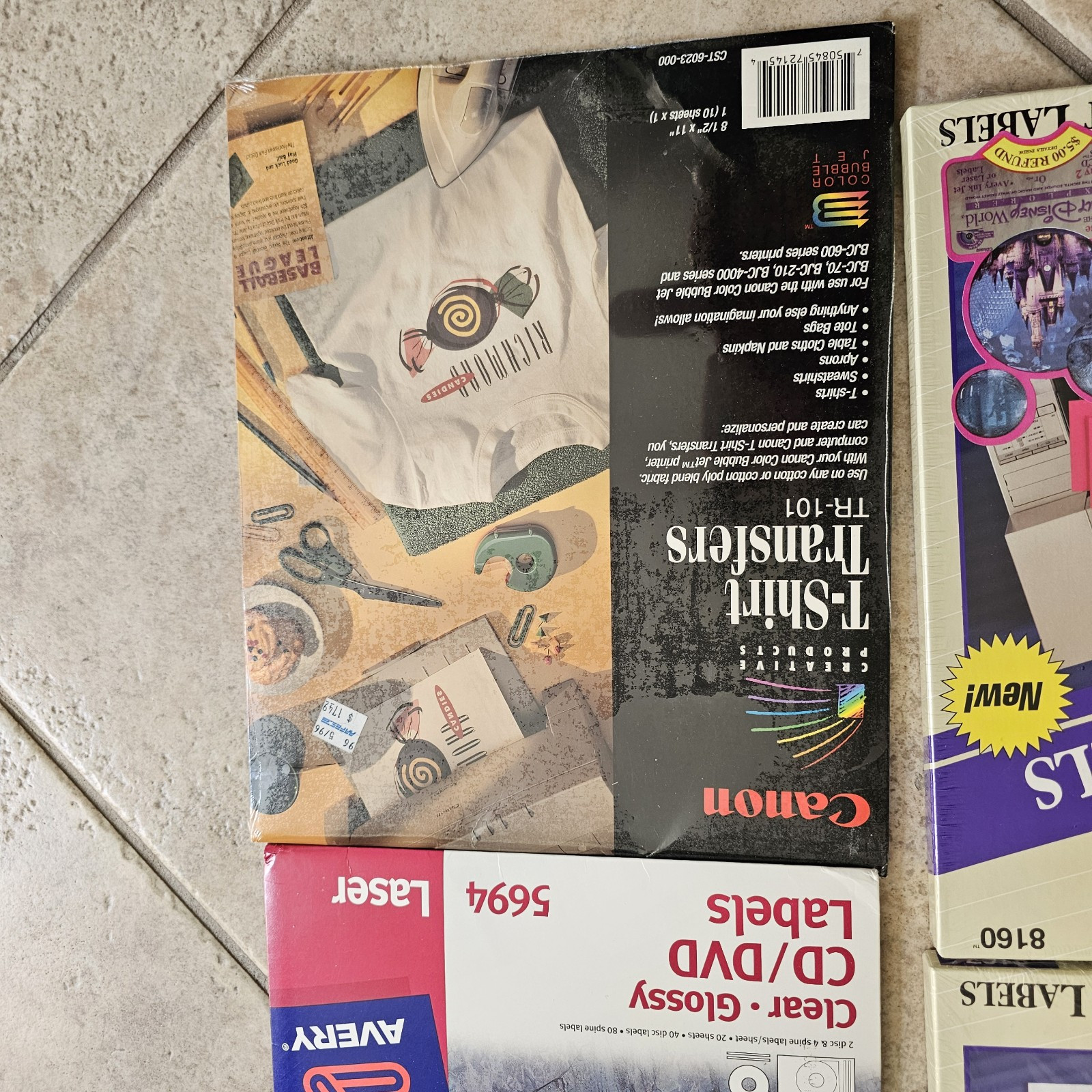 Avery Ink Jet Labels, CD Labels and Canon Iron-On Transfer Paper