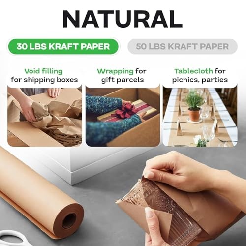 Large brown kraft paper roll 24 x 1200 ft for packing and crafts