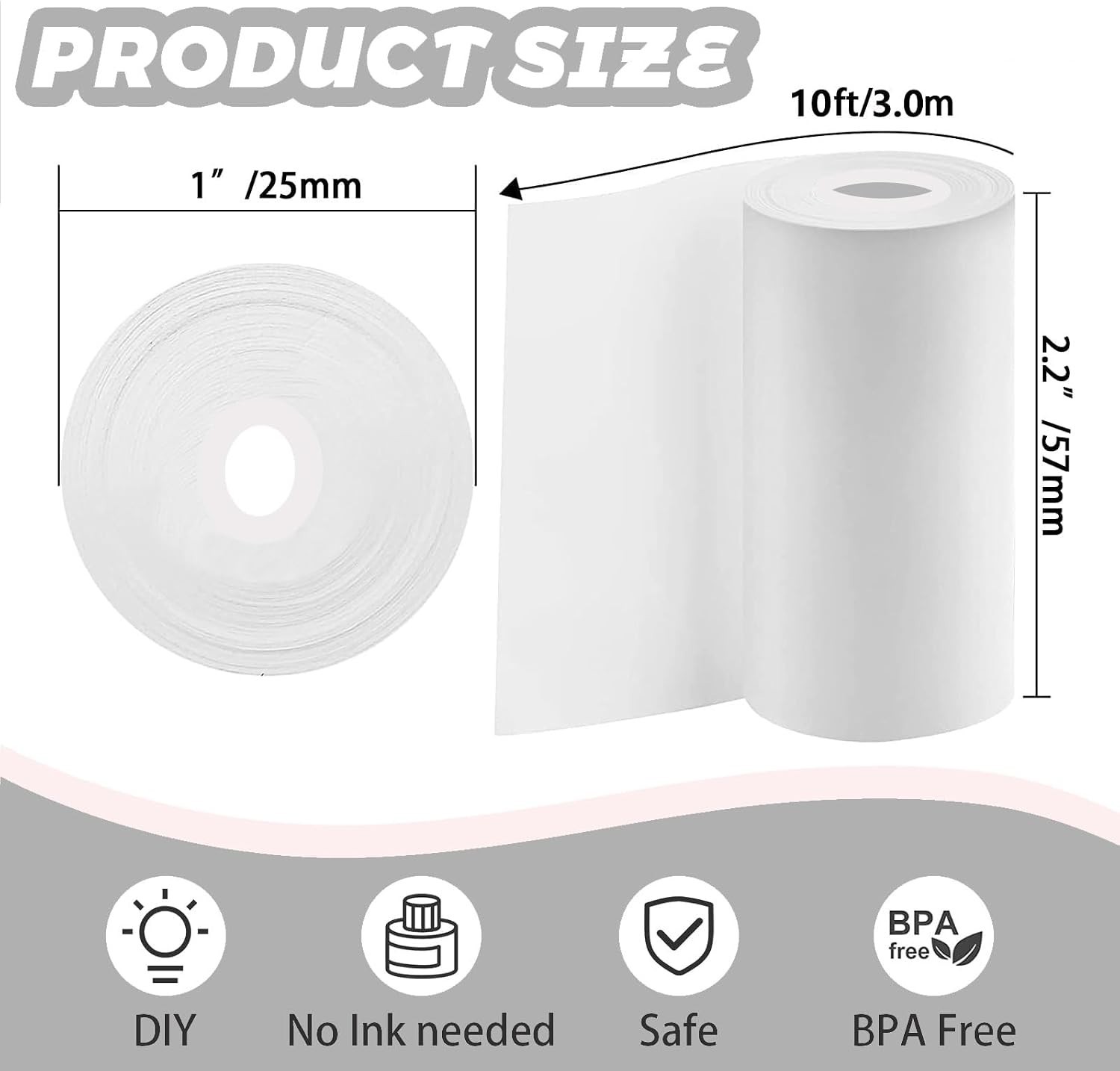 Kids’ Mini Thermal Printer Sticker Paper – 10 Rolls, Ideal for Scrapbooking
