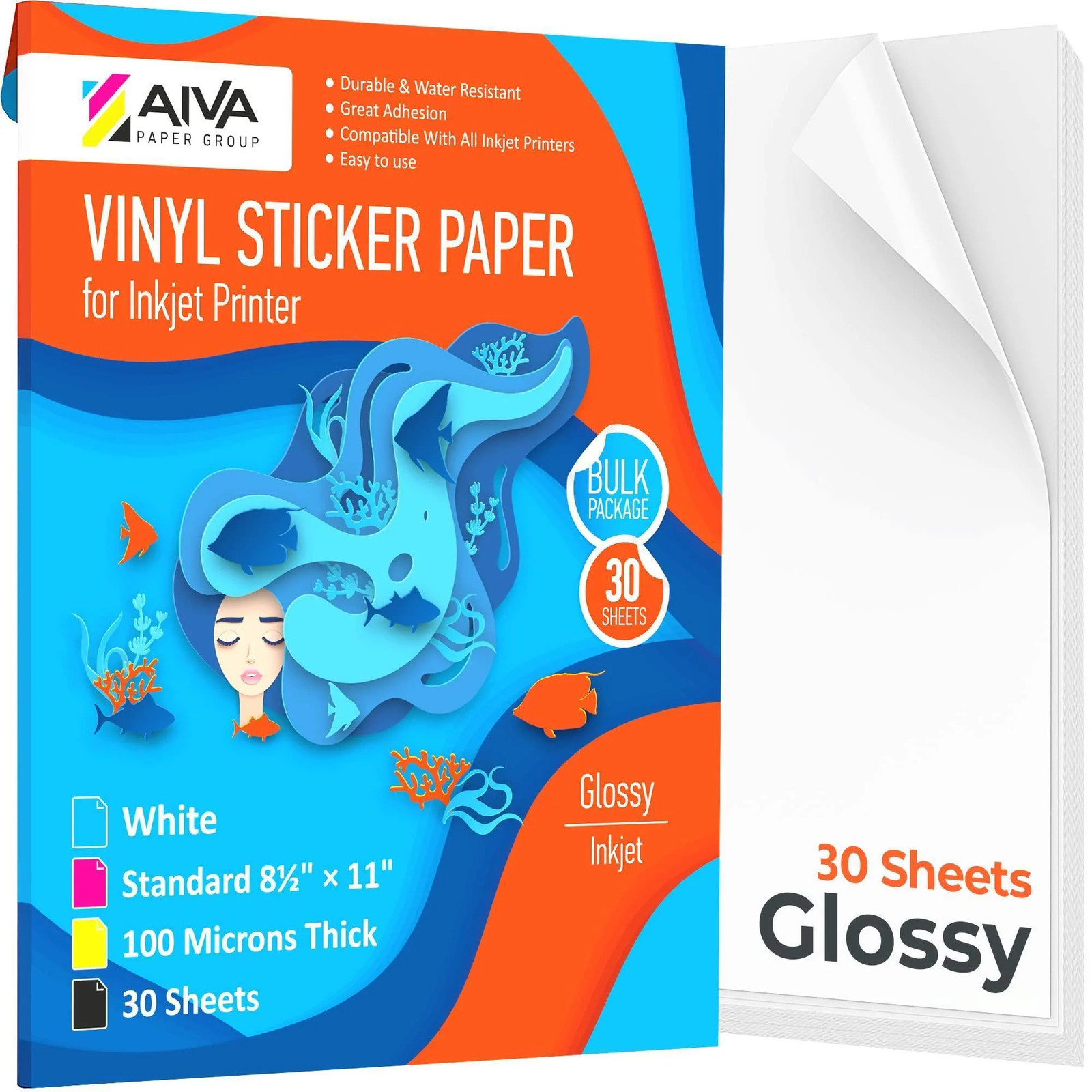 Printable Vinyl Sticker Paper Waterproof Decal Paper for Inkjet Printer 30