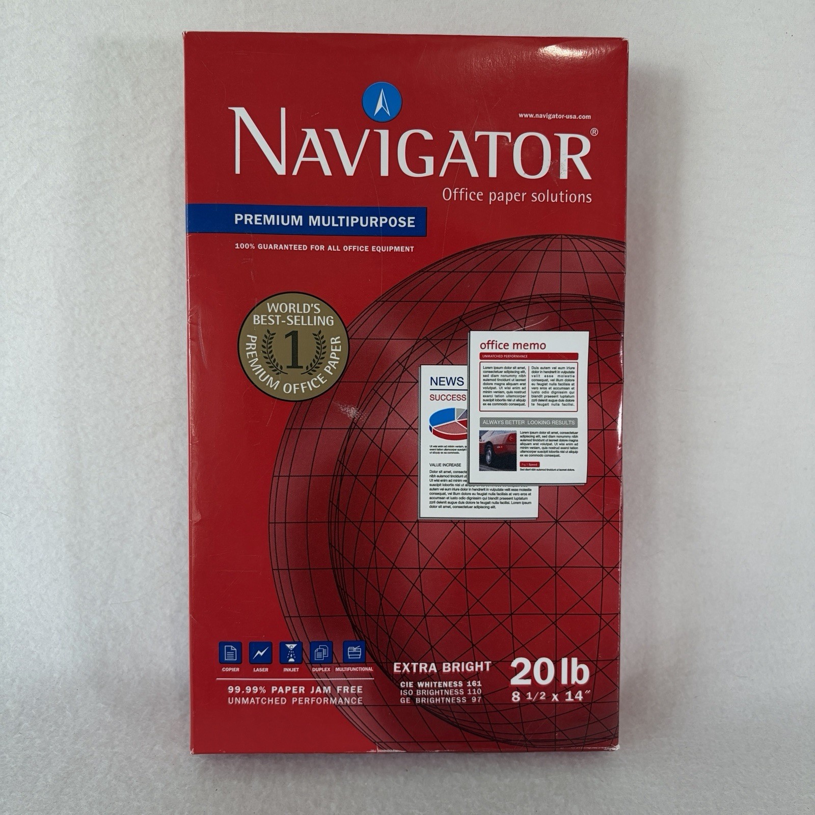 Navigator Premium Multipurpose Paper 97 Brightness 20lb 8 1/2 X 14 White 500 Ct