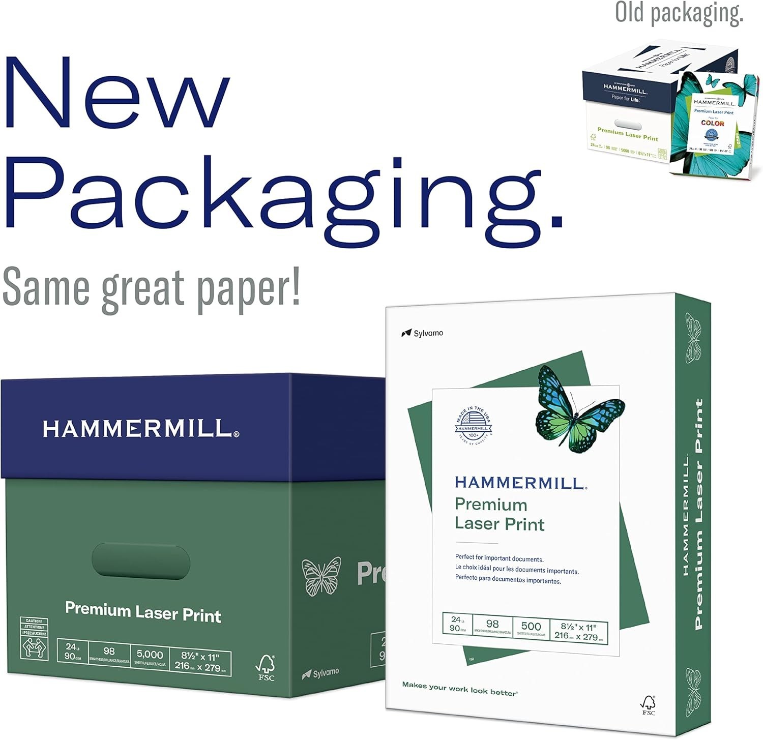 Heavyweight 24 lb Printer Paper – 5 Ream Pack, 98 Bright