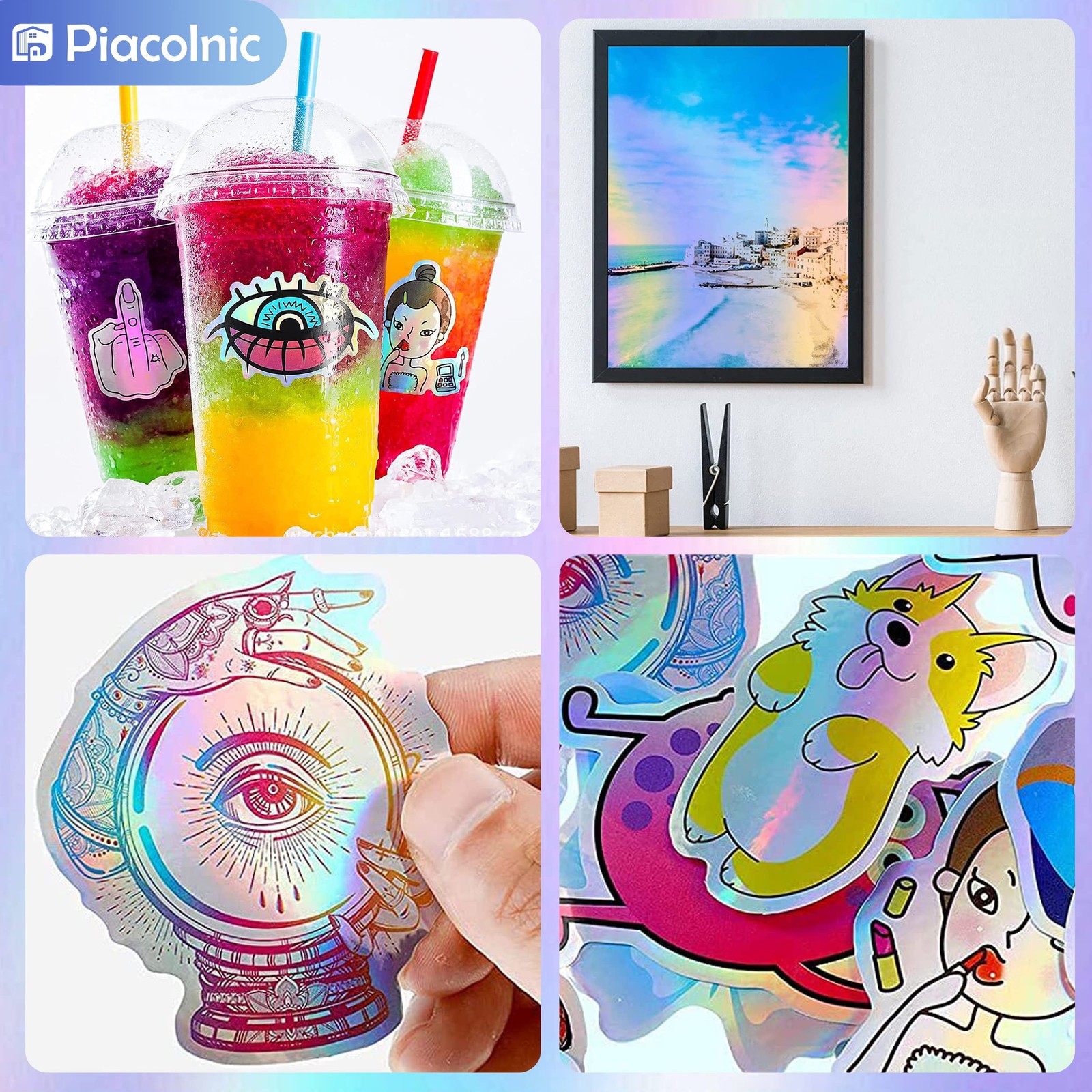 Holographic Sticker Paper, 20 Sheets 5 Styles A4 Printable Clear Vinyl S…