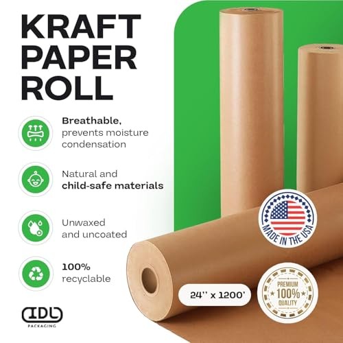 Large brown kraft paper roll 24 x 1200 ft for packing and crafts