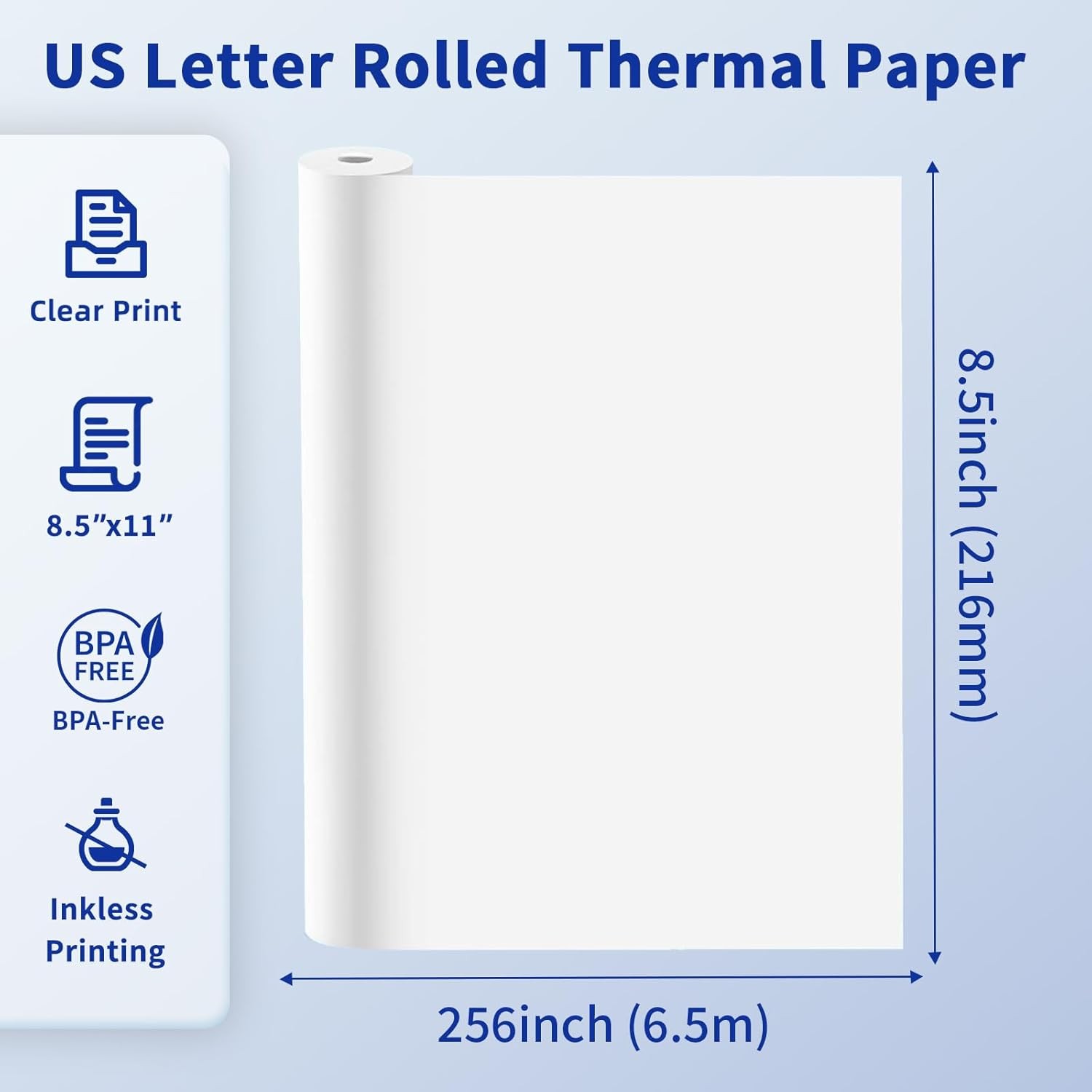 Phomemo M832 Thermal Paper 2 Rolls, 8.5″ x 11″ US 8.5 X 11 Letter Size, white