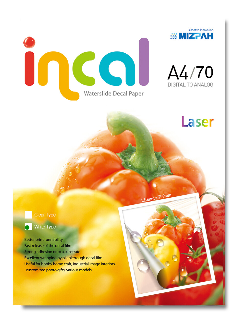 [Incal] Waterslide Decal Paper- Laser White / A4 size (210x297mm) / 70pcs