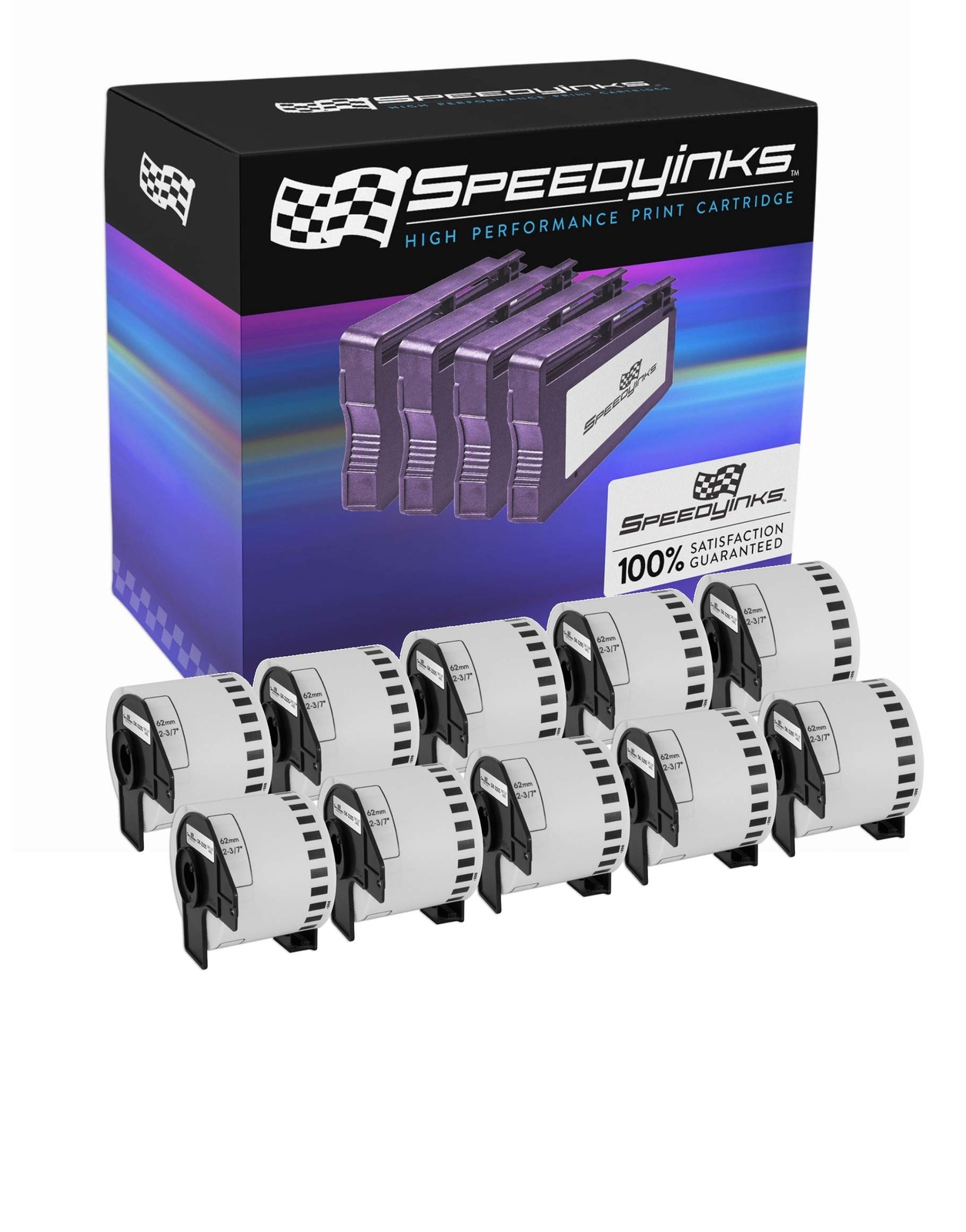 10PK Compatible Brother DK-2205 White Paper Tape – 2.4 in x 100 ft