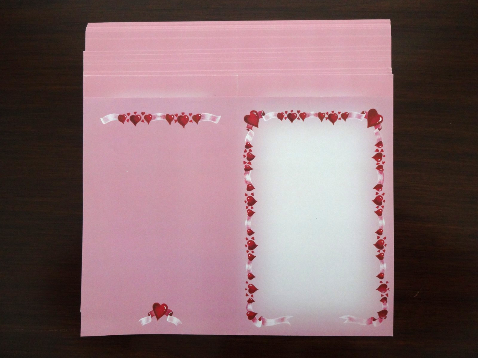 VALENTINE’S DAY Pink Hearts Printer Paper Folds For Programs Lot of 32 Sheets