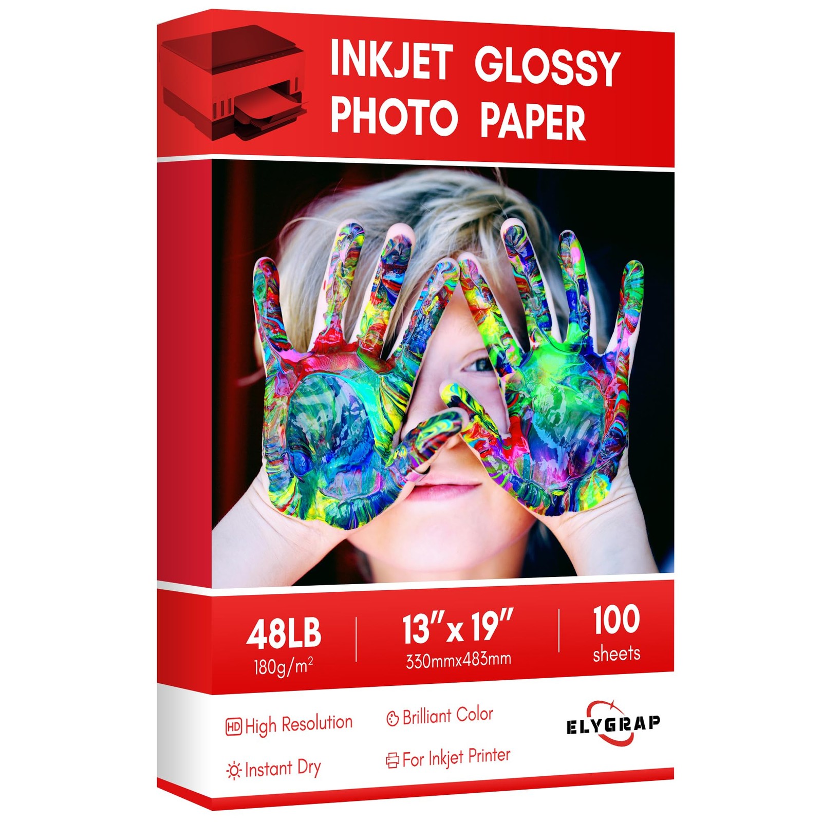 Glossy Inkjet Photo Paper 13×19 Inch 48lb 180gsm Professional 100 Sheets
