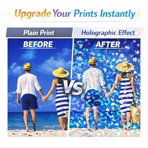 36 Sheets Holographic Sticker Paper Clear Laminating Sheets Adhesive 36 mixed