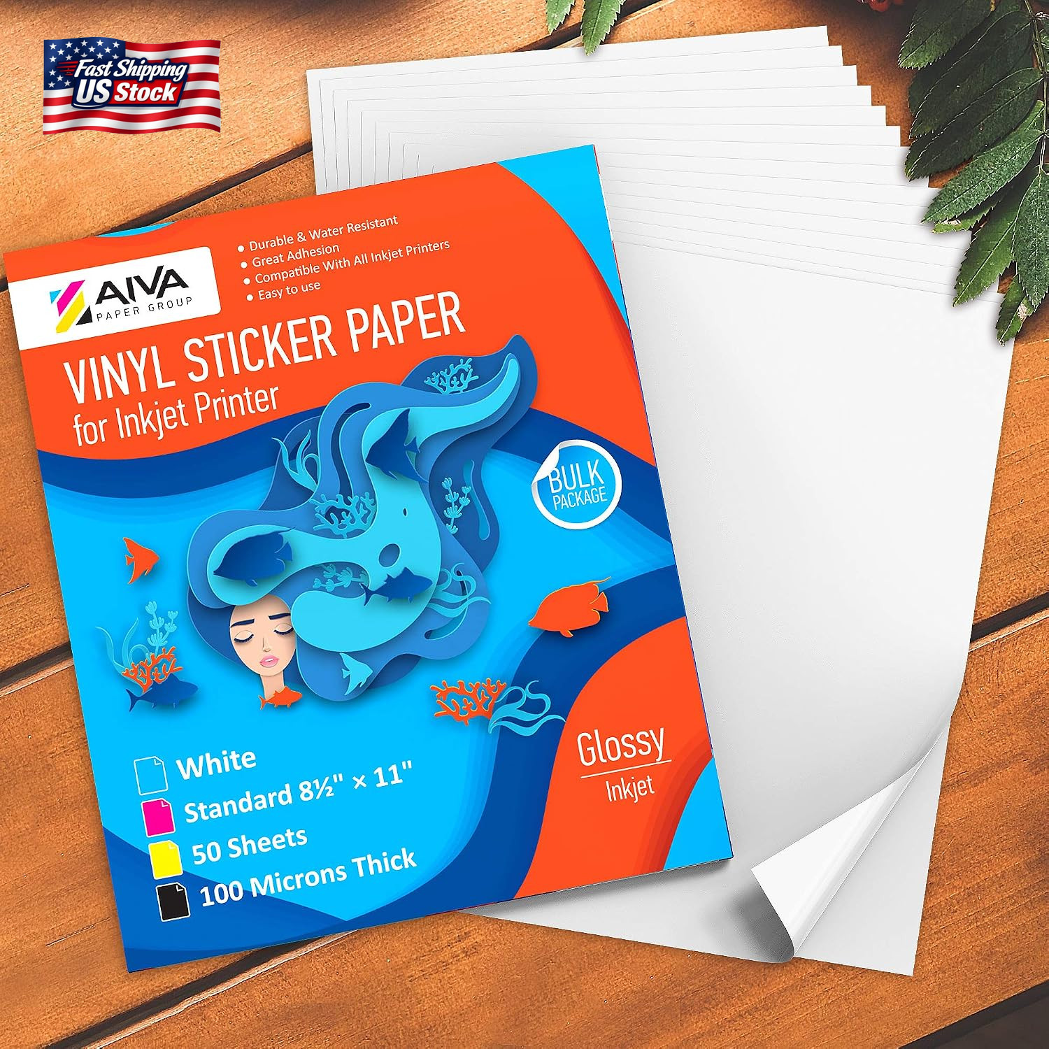 Printable Vinyl Sticker Paper – Waterproof Decal Paper for Inkjet Printer – 50 S